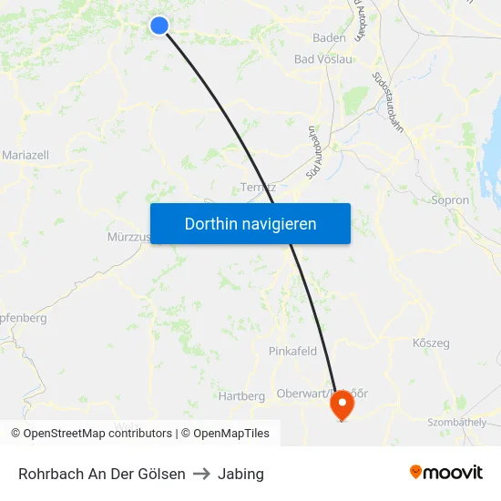 Rohrbach An Der Gölsen to Jabing map