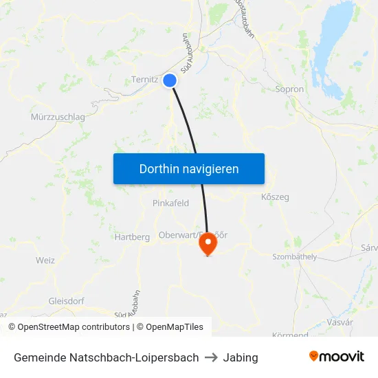 Gemeinde Natschbach-Loipersbach to Jabing map