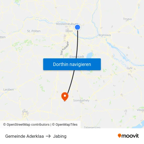 Gemeinde Aderklaa to Jabing map