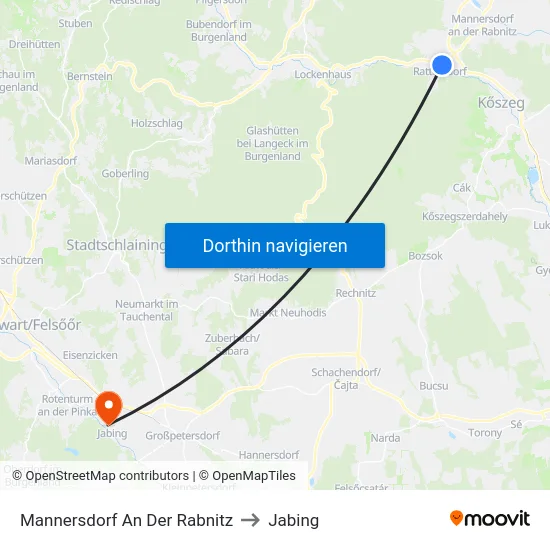 Mannersdorf An Der Rabnitz to Jabing map