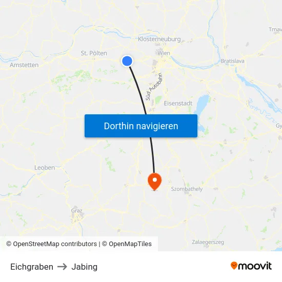 Eichgraben to Jabing map