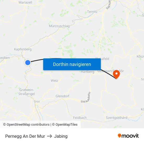 Pernegg An Der Mur to Jabing map