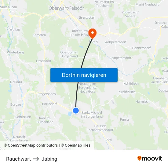 Rauchwart to Jabing map