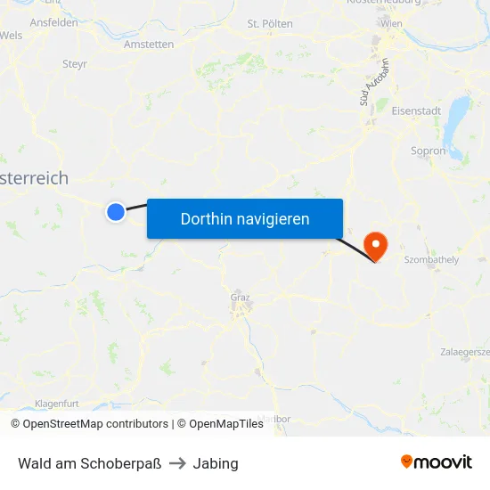 Wald am Schoberpaß to Jabing map