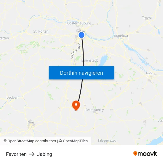 Favoriten to Jabing map