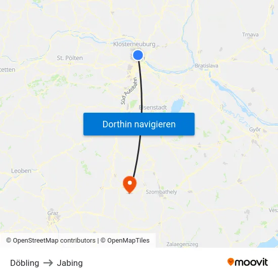 Döbling to Jabing map
