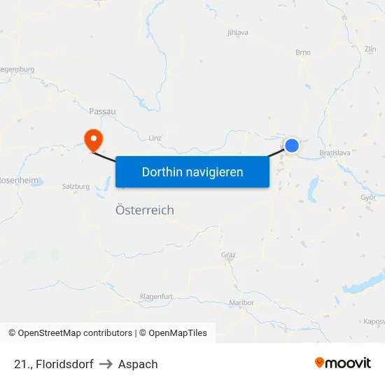 21., Floridsdorf to Aspach map