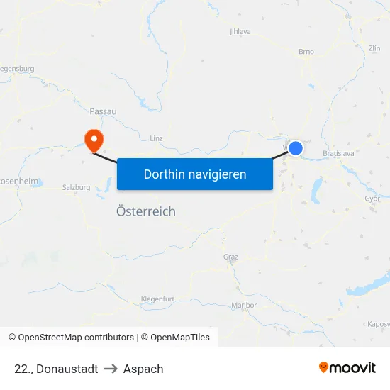 22., Donaustadt to Aspach map