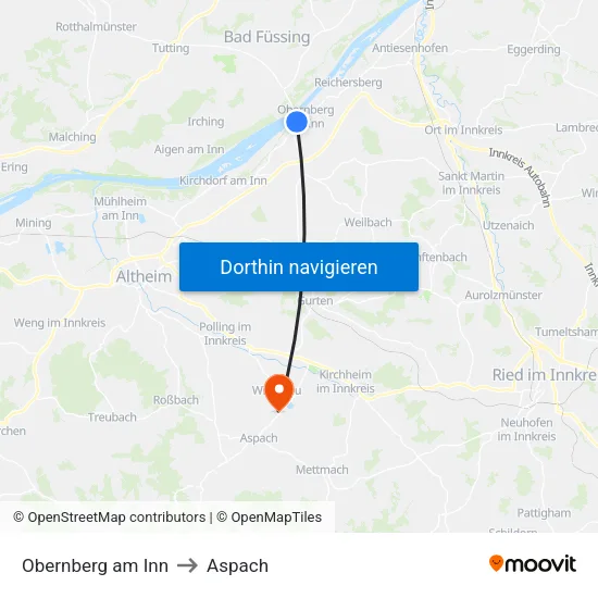 Obernberg am Inn to Aspach map