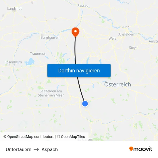 Untertauern to Aspach map