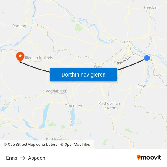 Enns to Aspach map