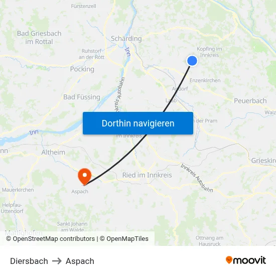 Diersbach to Aspach map