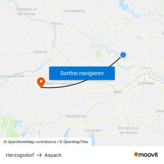 Herzogsdorf to Aspach map