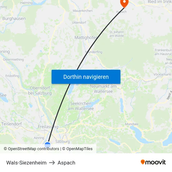 Wals-Siezenheim to Aspach map
