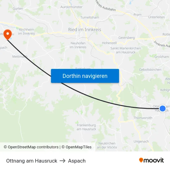 Ottnang am Hausruck to Aspach map