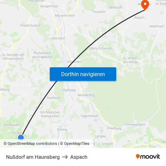 Nußdorf am Haunsberg to Aspach map