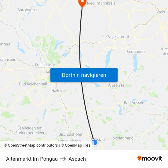 Altenmarkt Im Pongau to Aspach map