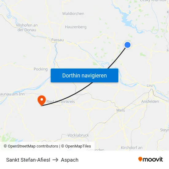 Sankt Stefan-Afiesl to Aspach map