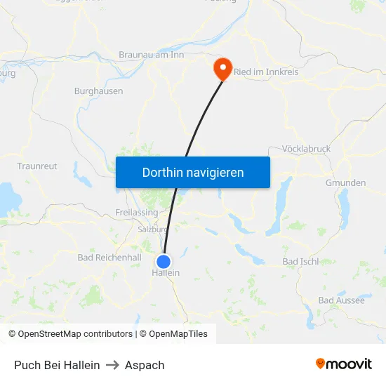 Puch Bei Hallein to Aspach map