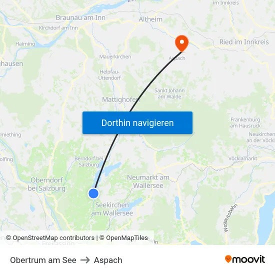 Obertrum am See to Aspach map