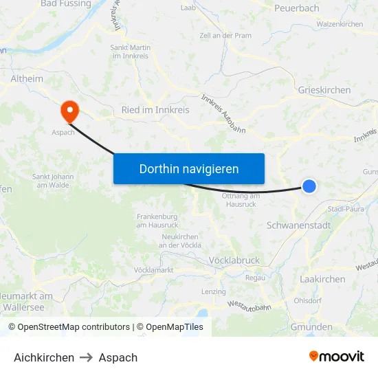 Aichkirchen to Aspach map