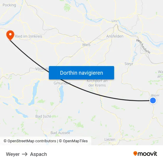 Weyer to Aspach map