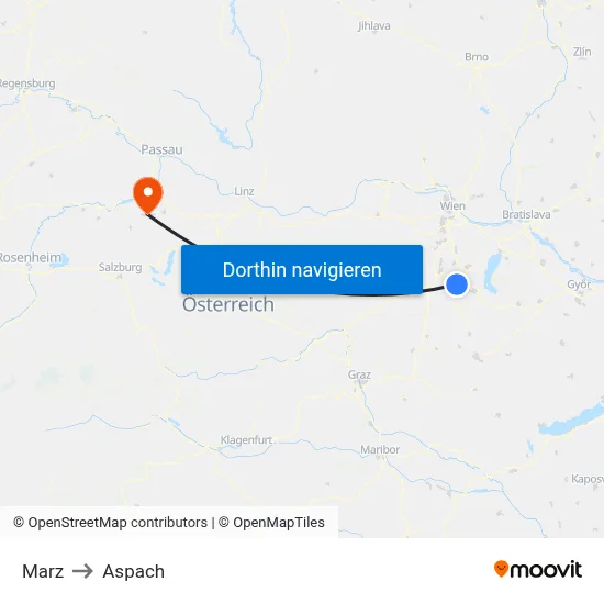 Marz to Aspach map