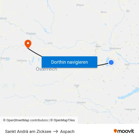Sankt Andrä am Zicksee to Aspach map