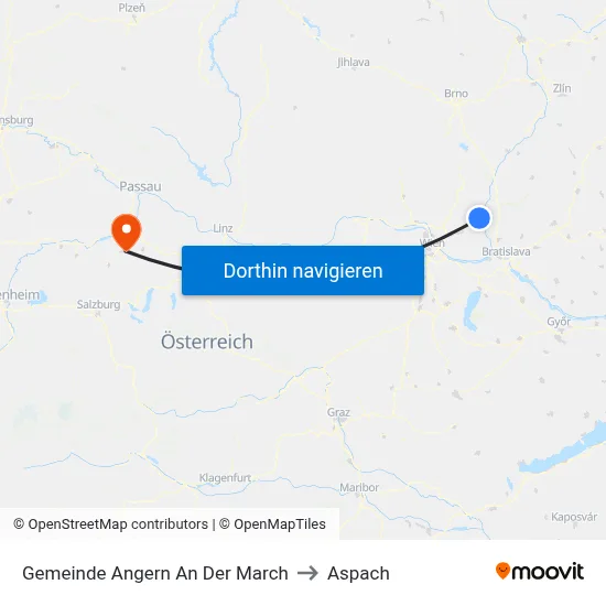 Gemeinde Angern An Der March to Aspach map