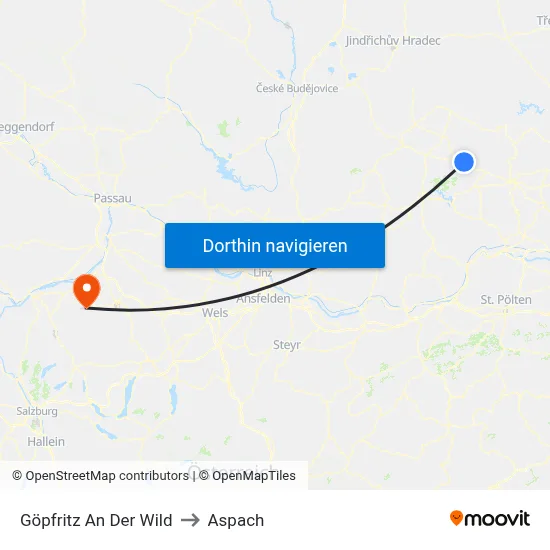 Göpfritz An Der Wild to Aspach map