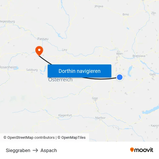 Sieggraben to Aspach map