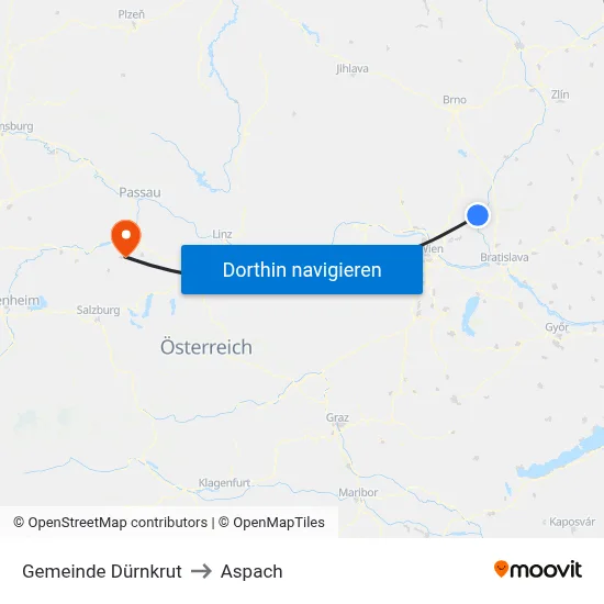 Gemeinde Dürnkrut to Aspach map