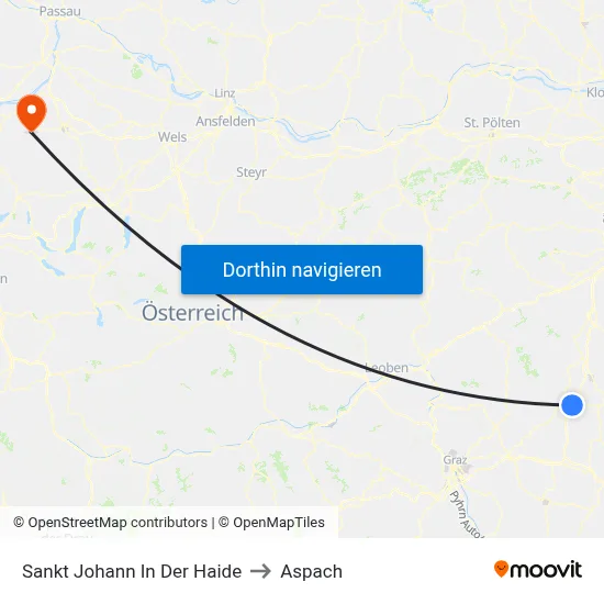 Sankt Johann In Der Haide to Aspach map
