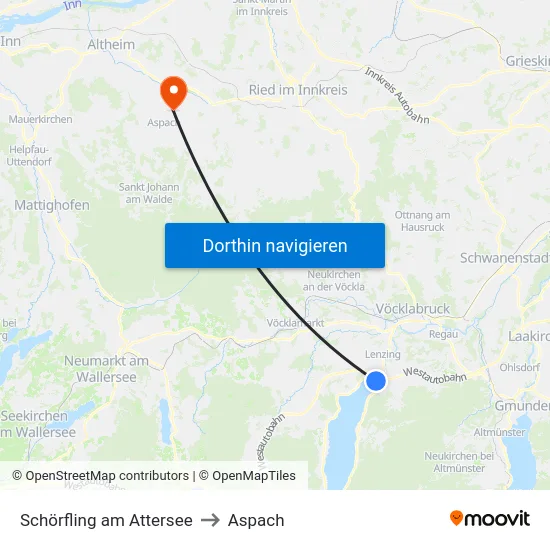 Schörfling am Attersee to Aspach map