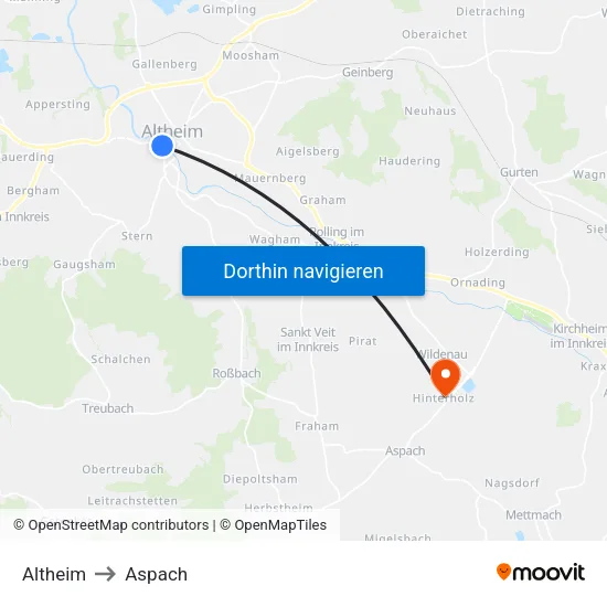 Altheim to Aspach map