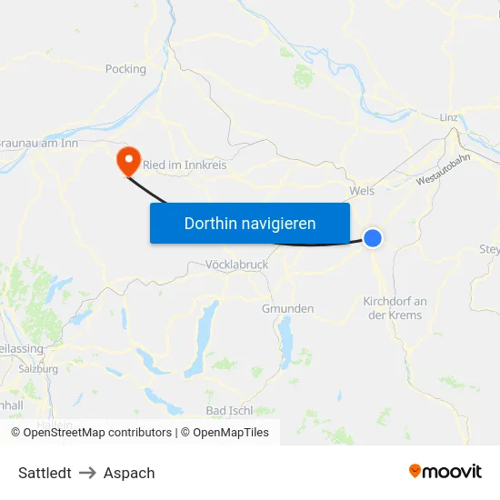 Sattledt to Aspach map