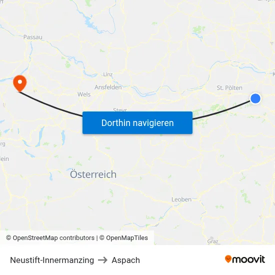 Neustift-Innermanzing to Aspach map