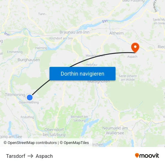 Tarsdorf to Aspach map