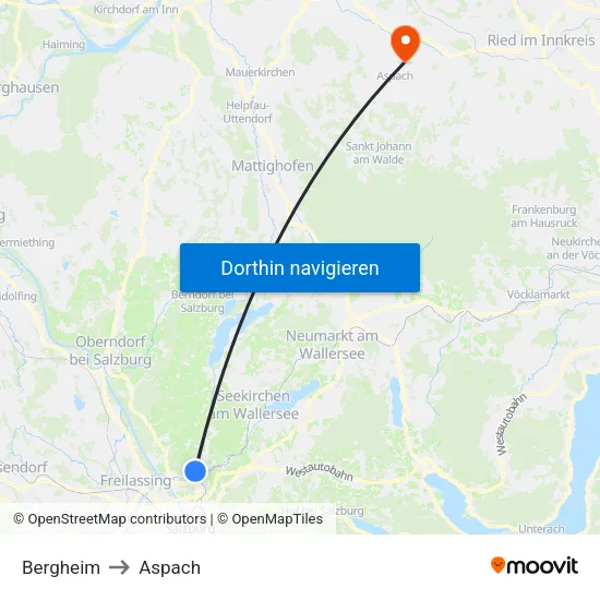 Bergheim to Aspach map