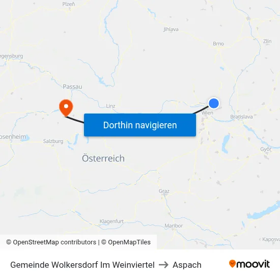 Gemeinde Wolkersdorf Im Weinviertel to Aspach map