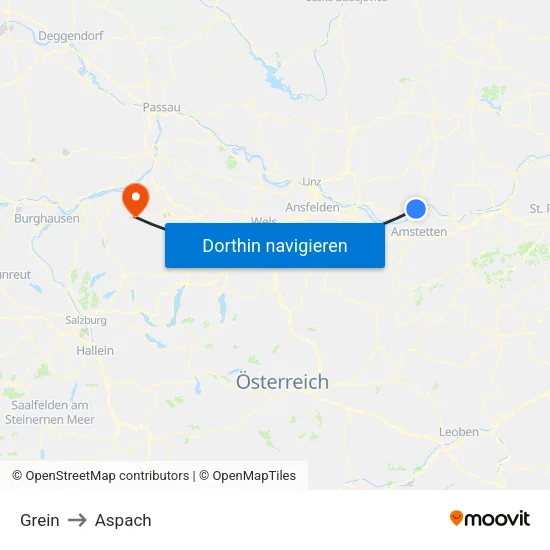 Grein to Aspach map