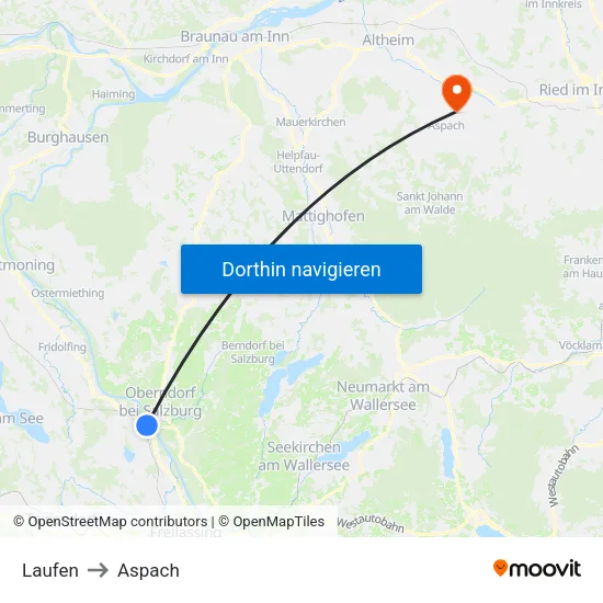 Laufen to Aspach map