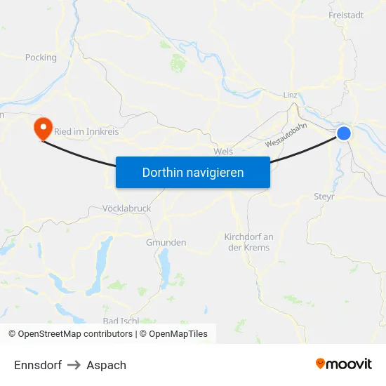 Ennsdorf to Aspach map