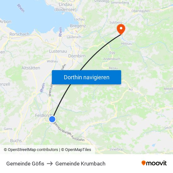 Gemeinde Göfis to Gemeinde Krumbach map