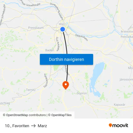 10., Favoriten to Marz map