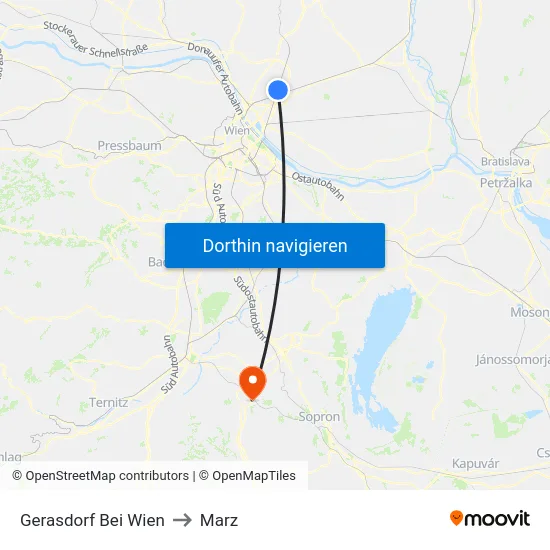 Gerasdorf Bei Wien to Marz map