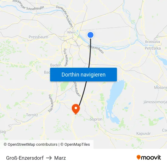 Groß-Enzersdorf to Marz map