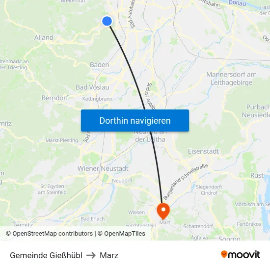 Gemeinde Gießhübl to Marz map