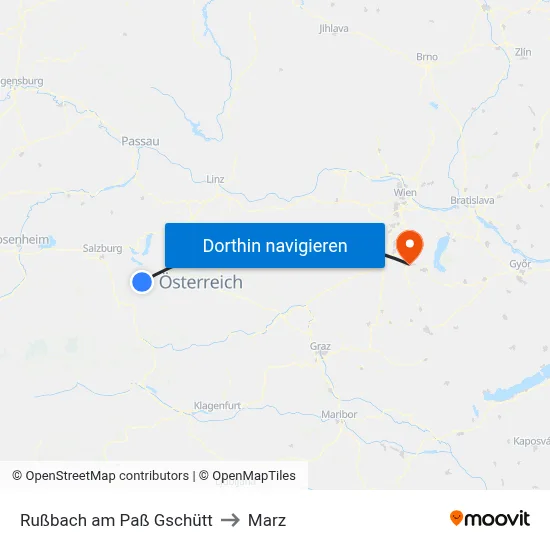 Rußbach am Paß Gschütt to Marz map