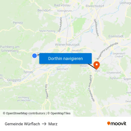 Gemeinde Würflach to Marz map